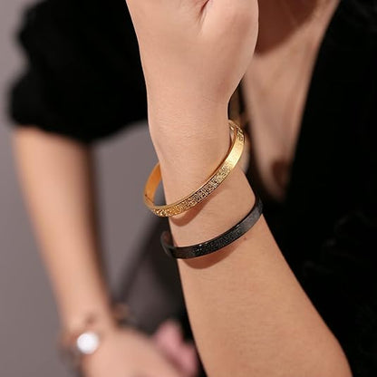 Gold Bangles Bracelets Ayatul Kursi Arabic Cuff Bracelet for Women Men